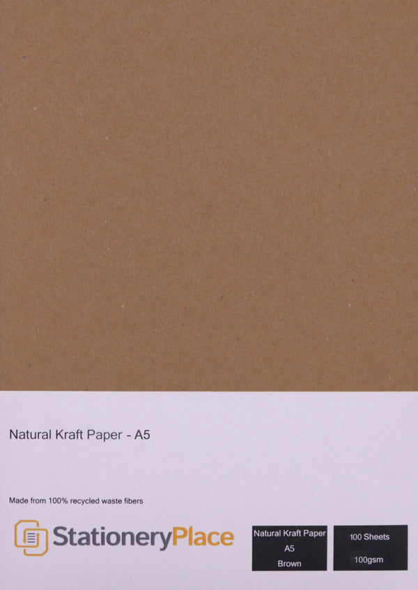 A5 Craft Paper - Brown Recycled 100 Pack 100GSM