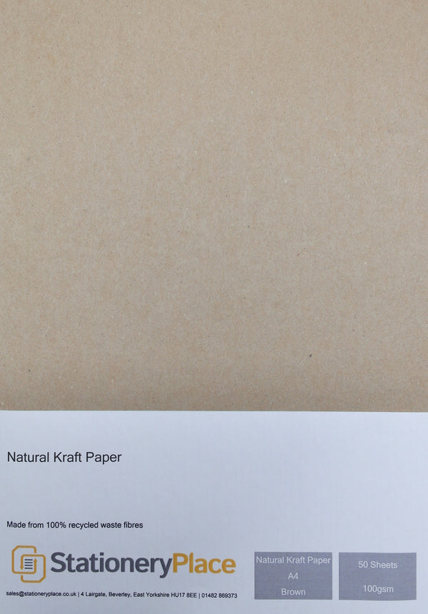 Brown Recycled Eco Kraft Paper - A4 50 Pack 100GSM