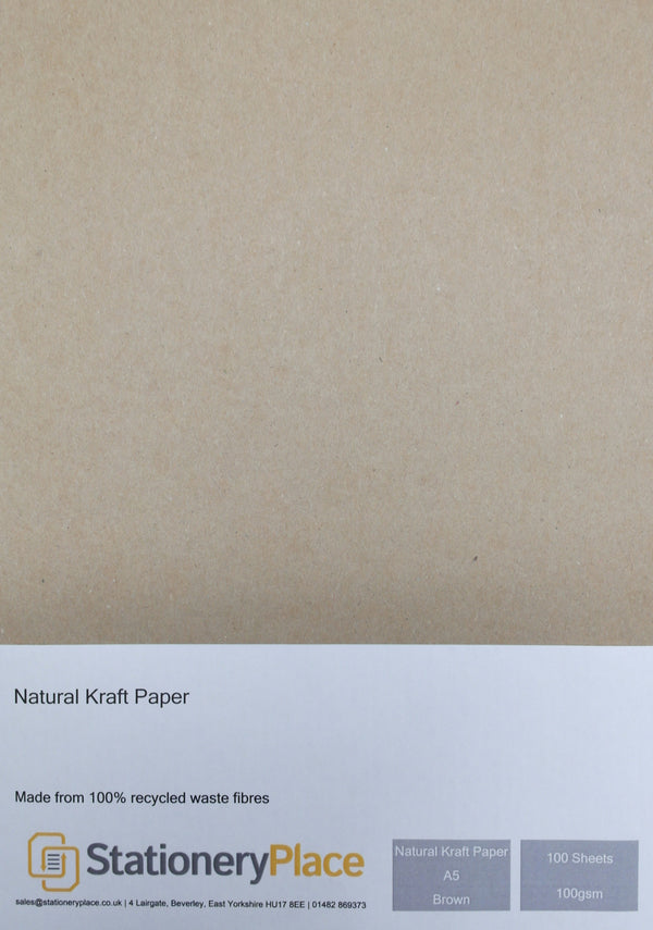 Brown Recycled Eco Kraft Paper - A5 100 Pack 100GSM