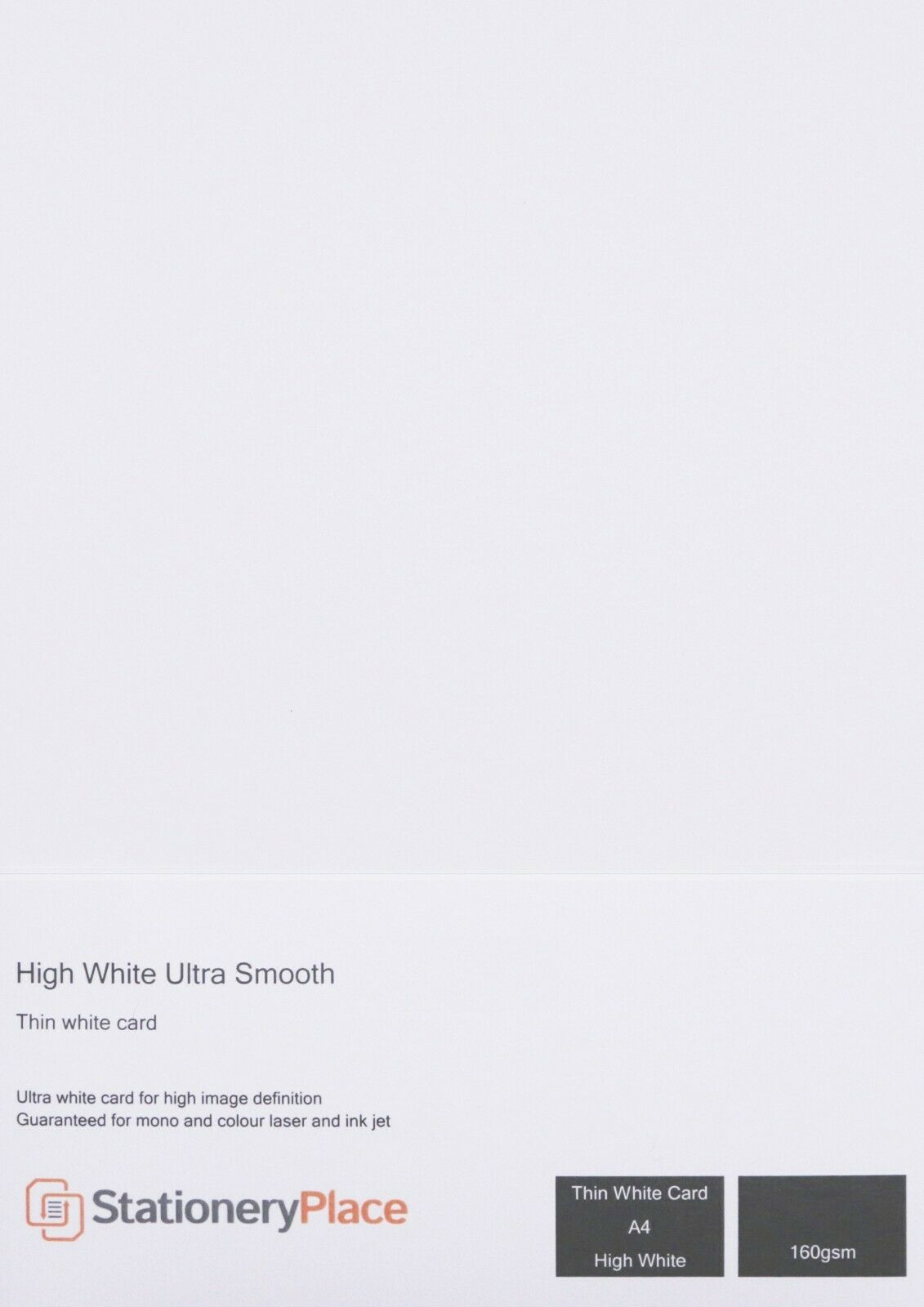 A4 THIN WHITE CARD 160 GSM INKJET/LASER PRINTING. SUPER SMOOTH FINISH