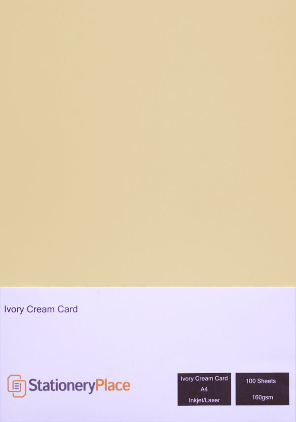 Ivory / Cream Thin Card 160 GSM A4 100 Sheet Pack