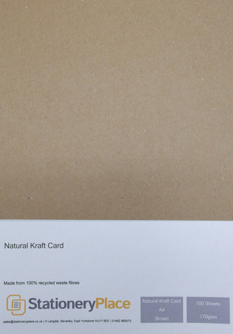 Cardstock Brown Kraft Paper Kraft Card 100% Recycled 90gsm, 100gsm, 130gsm, 170gsm, 280gsm
