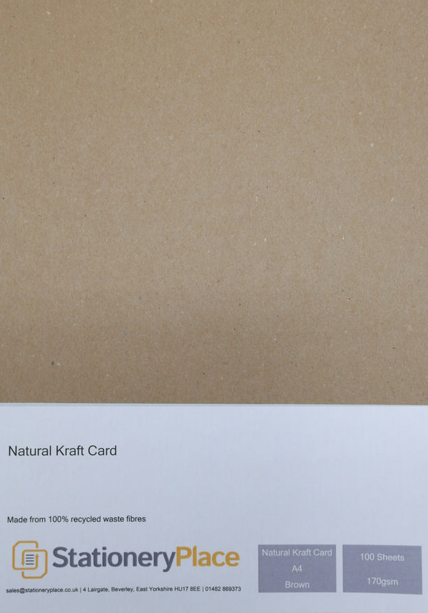 Cardstock Brown Kraft Paper Kraft Card 100% Recycled 90gsm, 100gsm, 130gsm, 170gsm, 280gsm