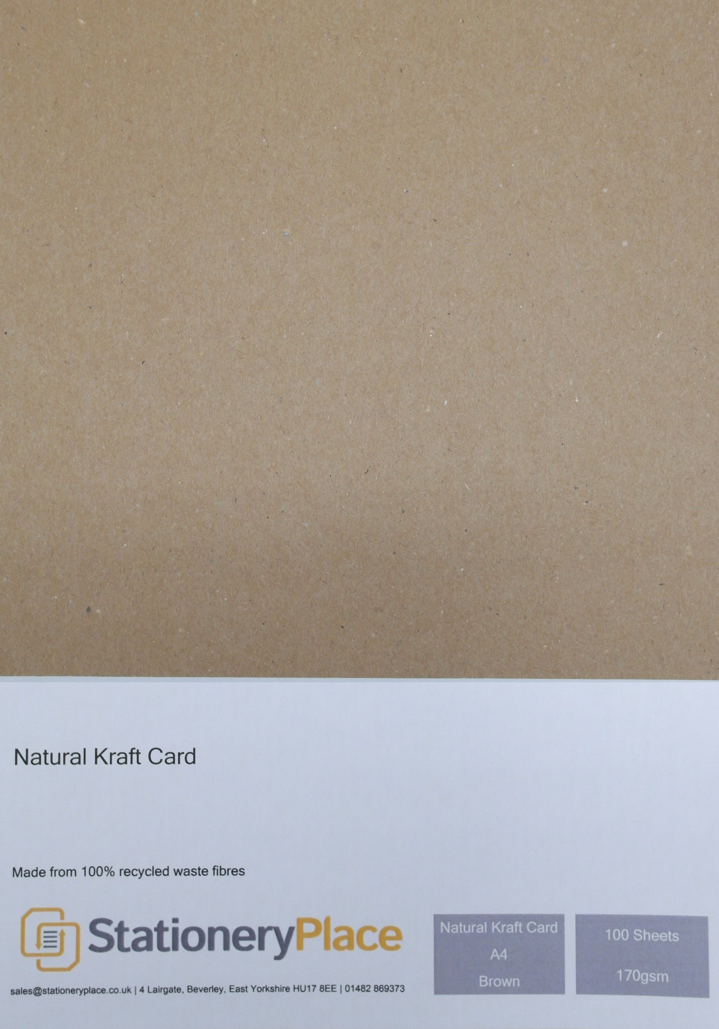 Kraft Card A4 100 Sheets 170GSM - 100% Recycled Natural Menus Wedding Invitations Crafting