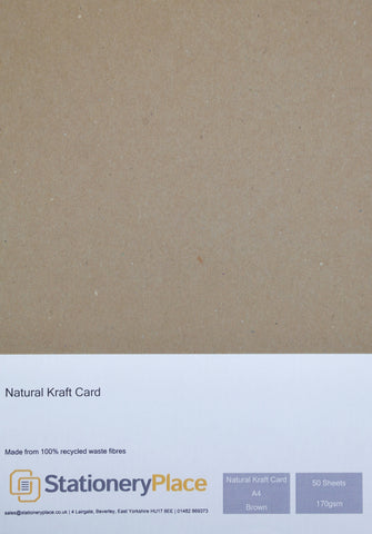 Cardstock Brown Kraft Paper Kraft Card 100% Recycled 90gsm, 100gsm, 130gsm, 170gsm, 280gsm