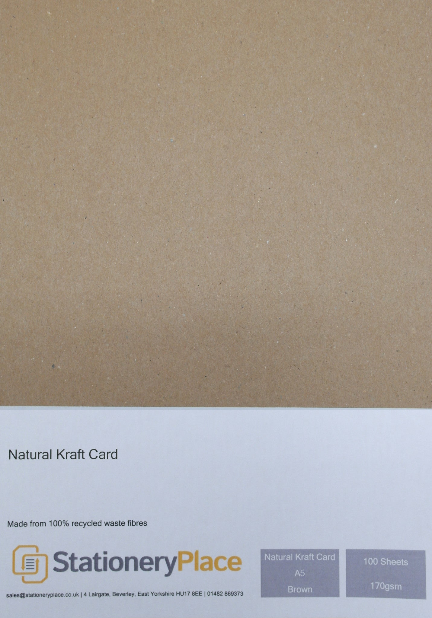 Natural Kraft Card - A5 100 Sheets 170GSM - 100% Recycled