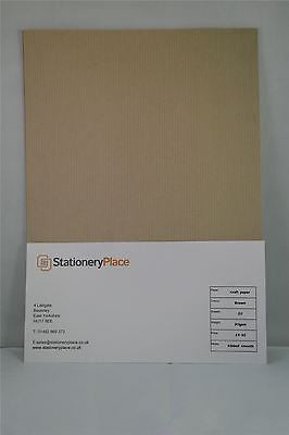 Ribbed Buff Brown Kraft Paper 90 GSM A4 & A5 Pack sizes 20 sheets to 100 sheets