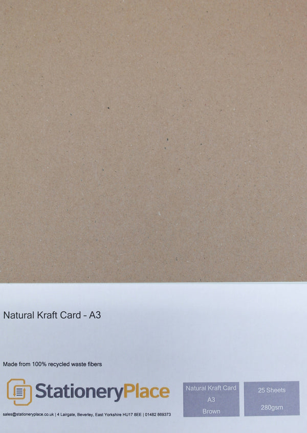 A3 Kraft Card Brown Recycled Natural 280gsm