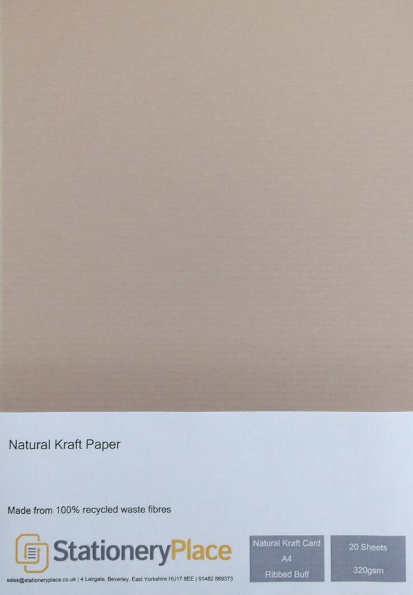 Ribbed Kraft Card Buff - A4 20 SHEETS 320GSM