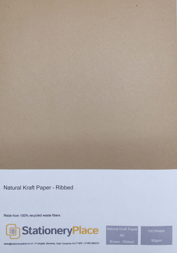Ribbed Kraft Paper Buff - A5 100 Pack 90 GSM
