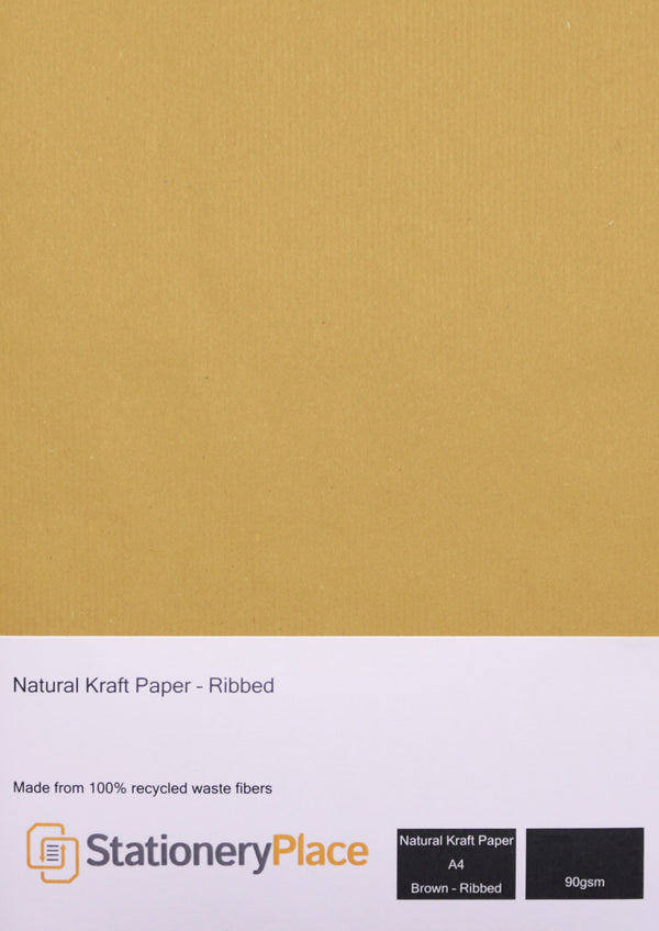 Ribbed Kraft Paper 90 GSM Recycled A4, A5 1 to 100 sheet pack