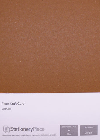 Bier Premium Quality A4 Fleck Craft Card 250gsm. 100% Recycled Kraft Card. Choice of Colour 10 sheet packs