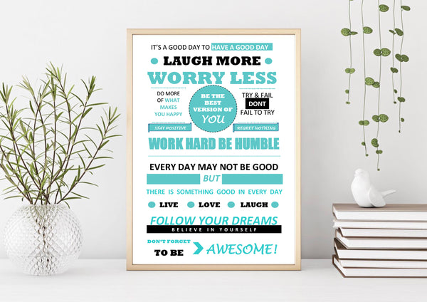 Work Hard Motivational Print Poster