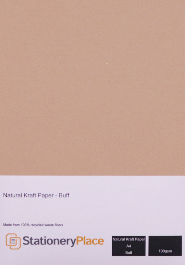 Recycled Paper Eco Kraft 100 GSM Buff A4 1, 25, 50 & 100 sheet packs