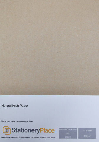 Brown Recycled Eco Kraft Paper - A4 50 Pack 100GSM