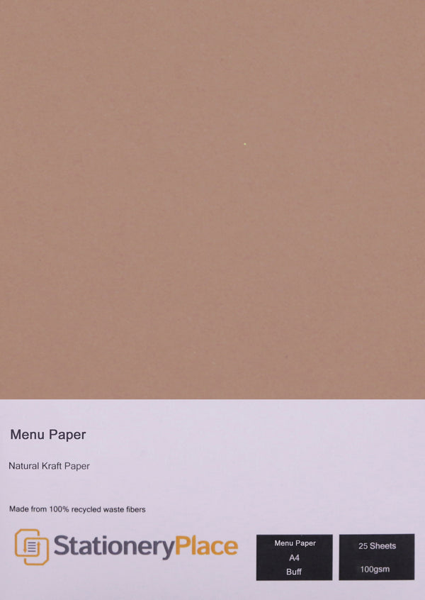 Menu Paper for Restaurants Recycled Eco Buff A4  