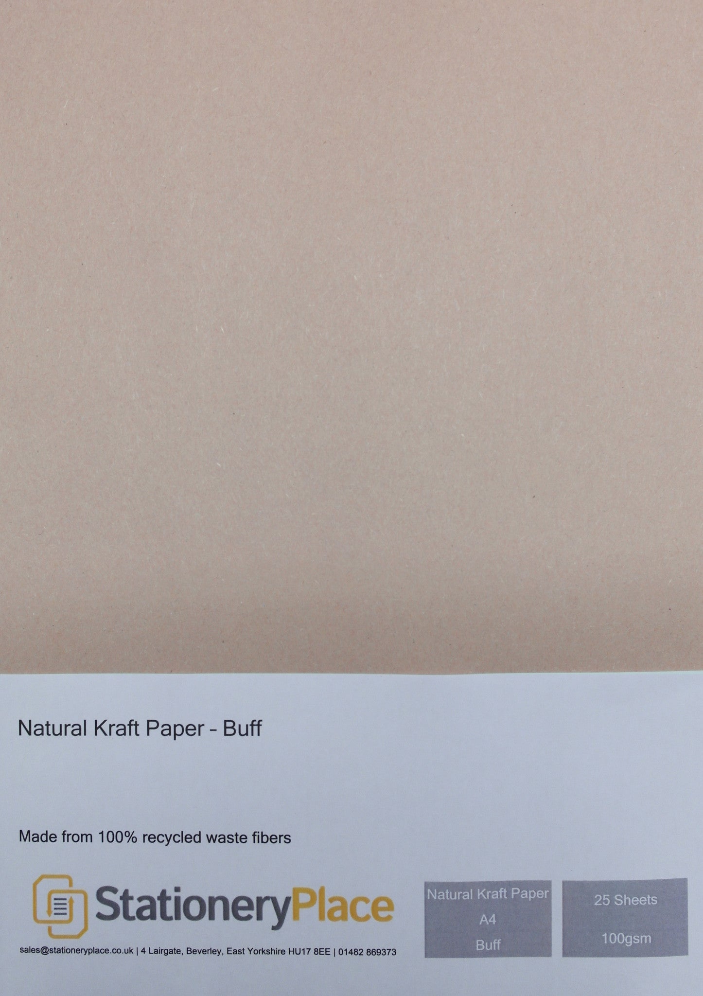 Recycled Eco Kraft Paper 100 GSM Buff A4 25 sheet pack