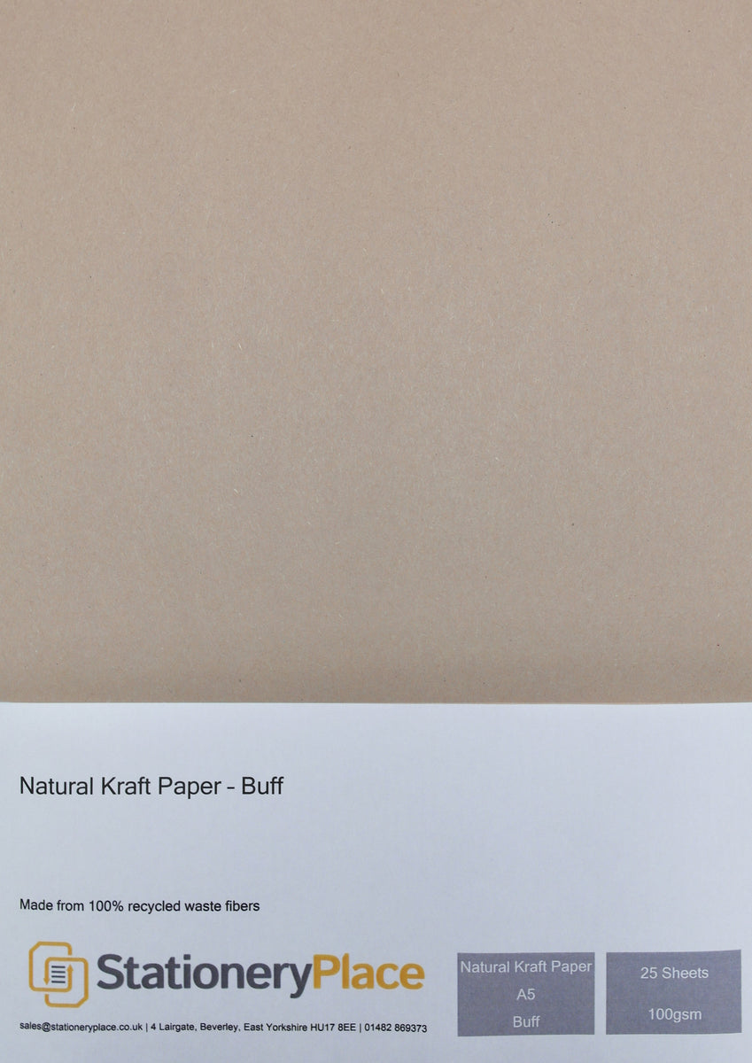 Recycled Eco Kraft Paper 100 GSM Buff A5 25 sheet pack