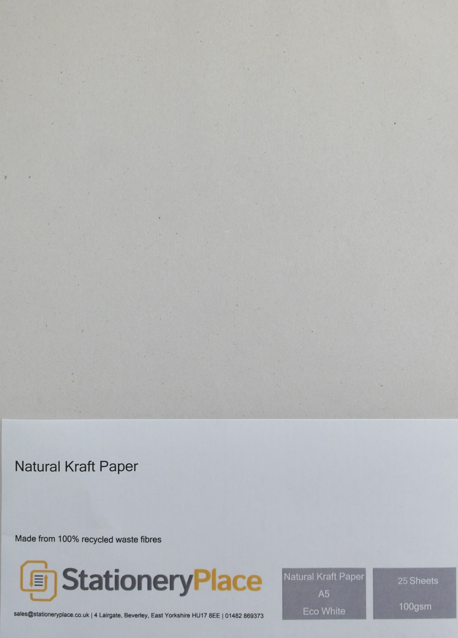 Kraft Paper A5 Eco White 100 GSM 100 Recycled 25 sheet pack