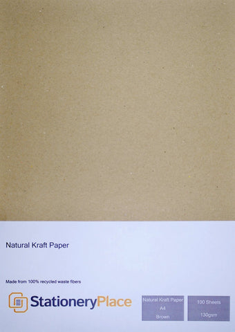 Eco Kraft Paper A4 130 GSM Brown 100% Recycled 100 Sheet Pack