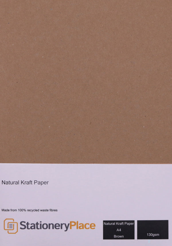Eco Kraft Paper 130 GSM Brown 100% Recycled A4 & A5 Pack sizes 1 - 1000 sheets