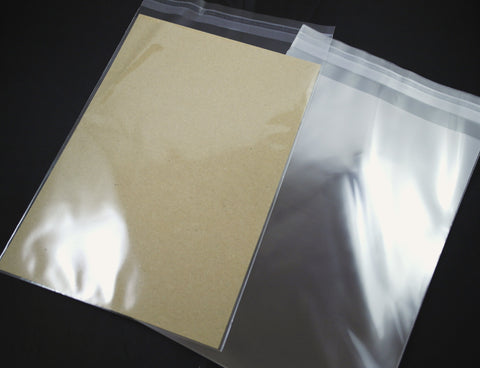 Cello Bags for Greeting Cards, Clear Plastic, Peel and Stick