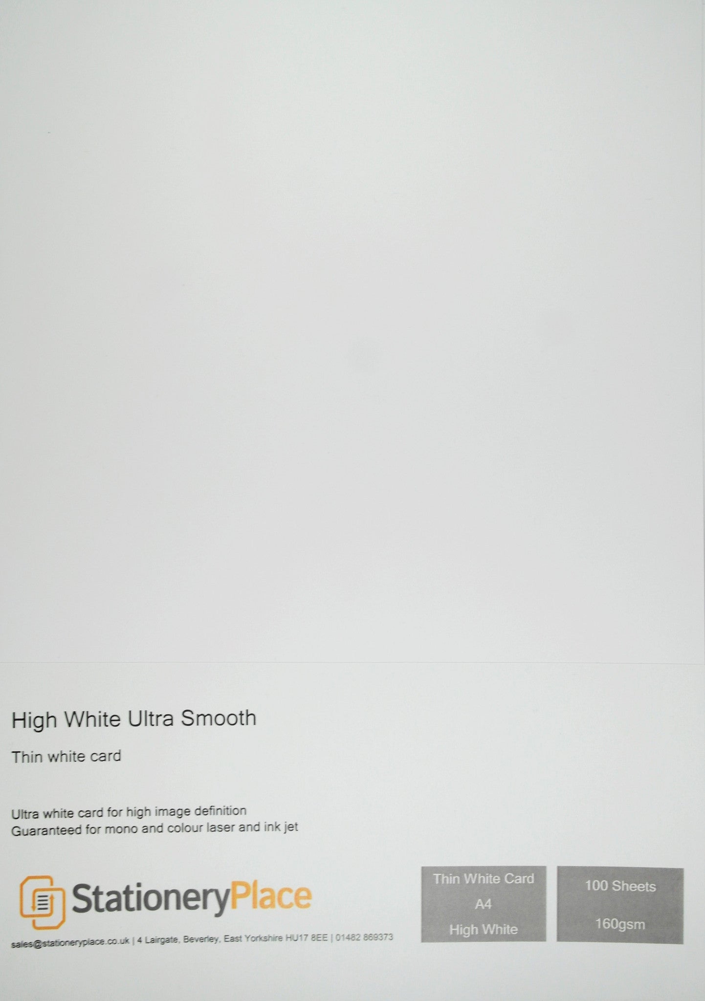 Thin White Card 160 GSM High White Ultra Smooth A4
