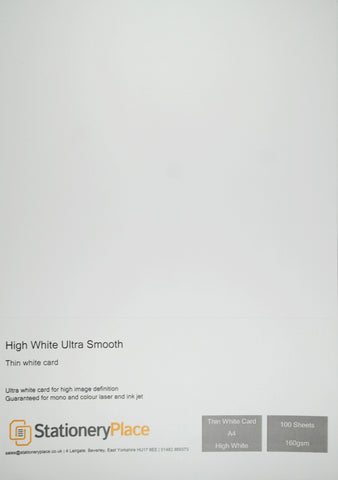 Thin White Card 160 GSM High White Ultra Smooth A4