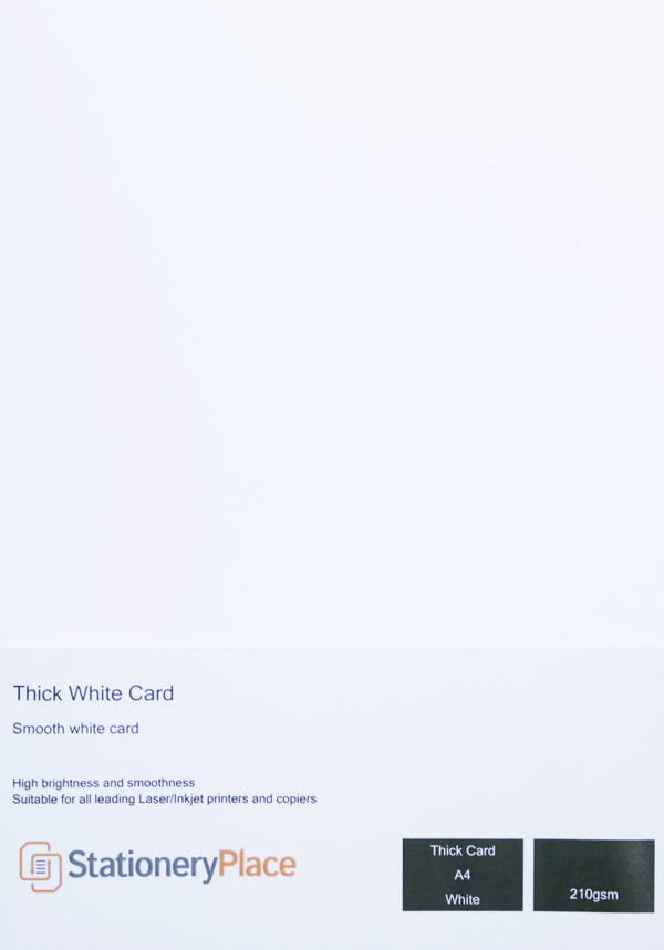 Thick White Card Stationery Place Premium Quality 210 GSM A4 A5 1 to 250 sheets