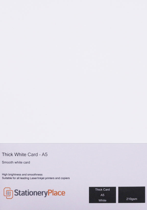 Thick White Card Stationery Place Premium Quality 210 GSM A4 A5 1 to 250 sheets