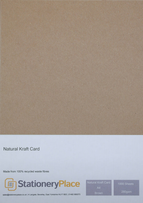 Thick Brown  Kraft Card  Recycled - A4 1000 Pack 280GSM Ideal For Weddings Craft