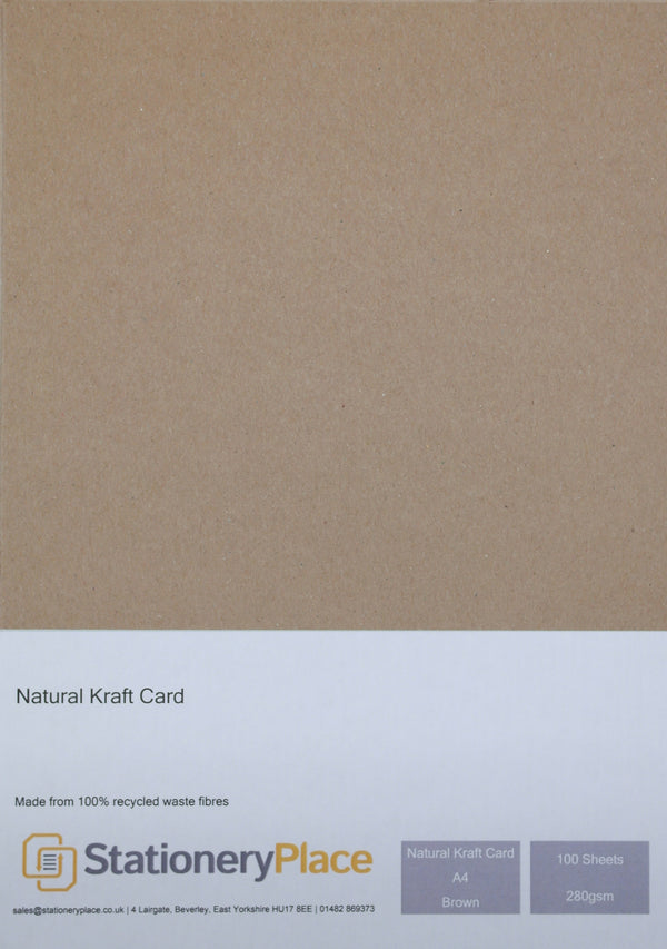 Thick Brown  Kraft Card  Recycled - A4 100 Pack 280GSM Ideal For Weddings Craft