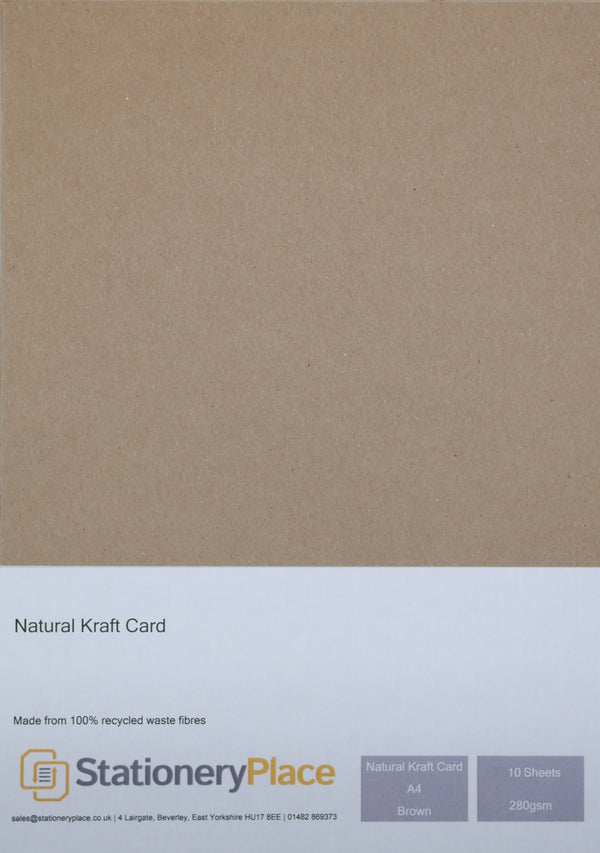 Thick Brown Card - A4 10 Pack Recycled Kraft 280GSM Ideal Wedding Craft Use