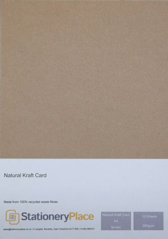 Brown Card A4  Recycled Kraft 280GSM