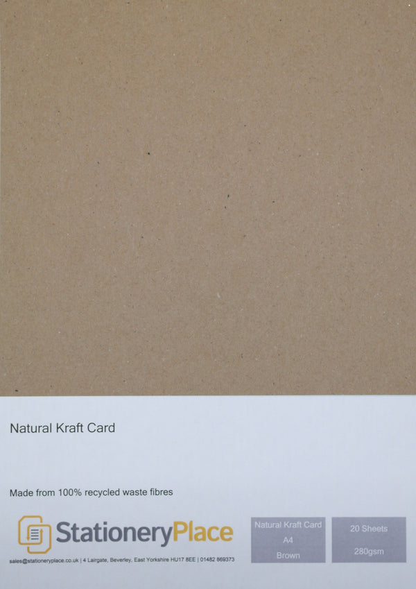 Kraft Card Brown Recycled - A4 20 Pack 280GSM