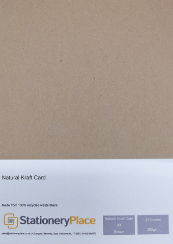 Brown Kraft Paper Kraft Card 100% Recycled 90gsm, 100gsm, 130gsm, 170gsm, 280gsm
