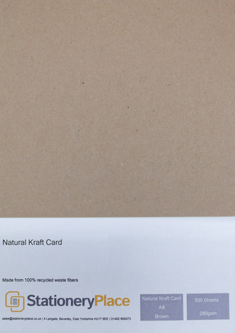 Thick Brown  Kraft Card  Recycled - A4 500 Pack 280GSM Ideal For Weddings Craft