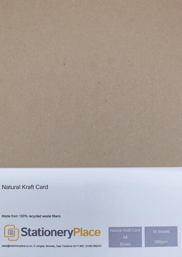 Thick Brown  Kraft Card  Recycled - A4 50 Pack 280GSM Ideal For Weddings Craft
