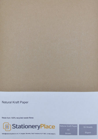 Recycled Natural Kraft Paper - A5 50 Pack 90GSM