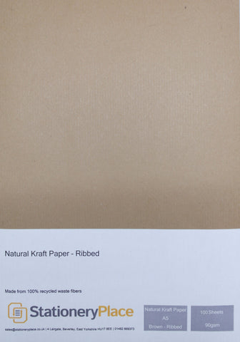 Ribbed Kraft Paper Recycled - A5 100 Pack 90 GSM