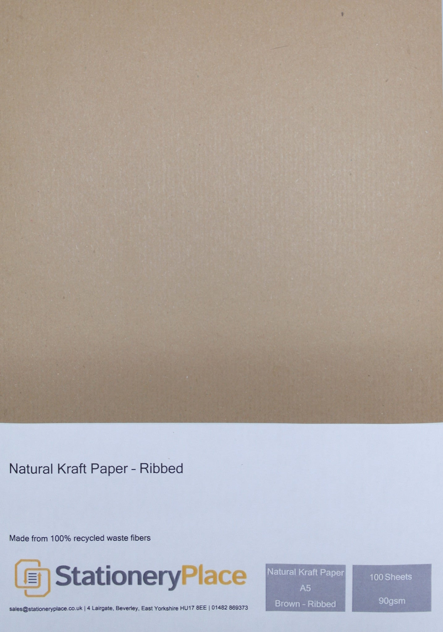 Ribbed Kraft Paper Buff - A5 100 Pack 90 GSM