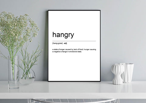 Hangry Print Funny Definition Poster