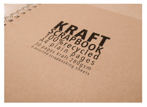 A4 Kraft Scrapbook With Hardback in Portrait Style 100% Recycled