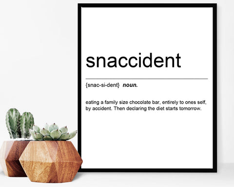Snaccident Definition Text Print Poster