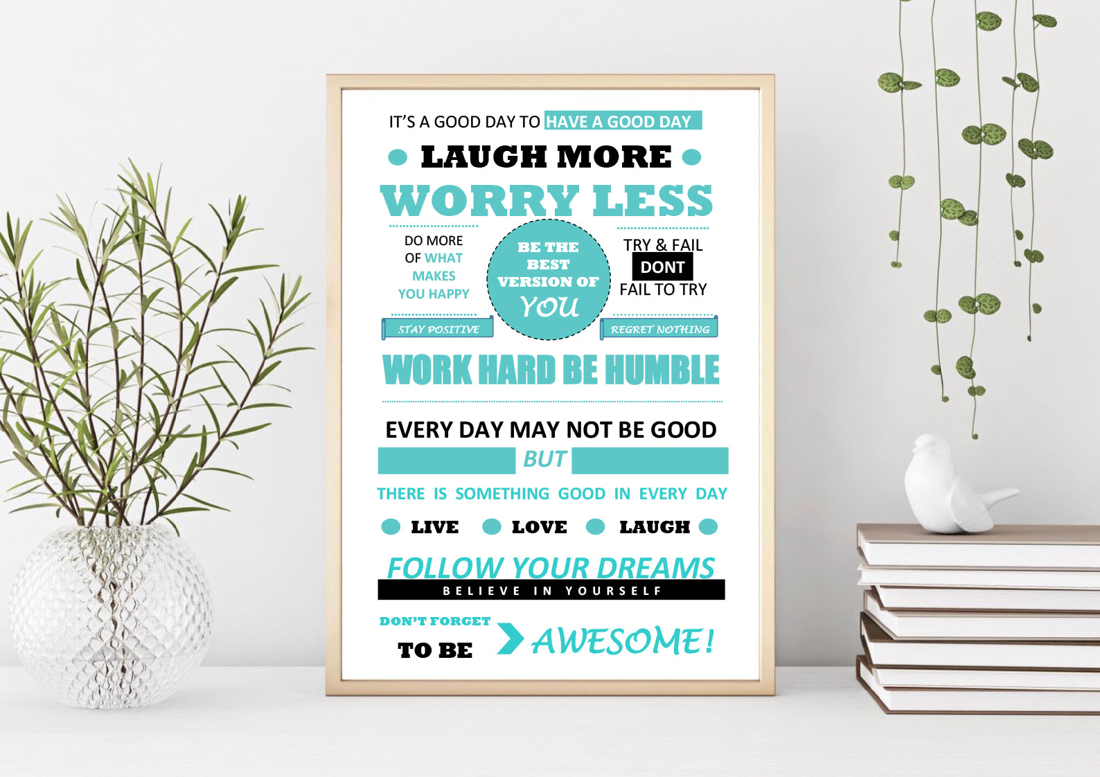 Work Hard Motivational Print Poster